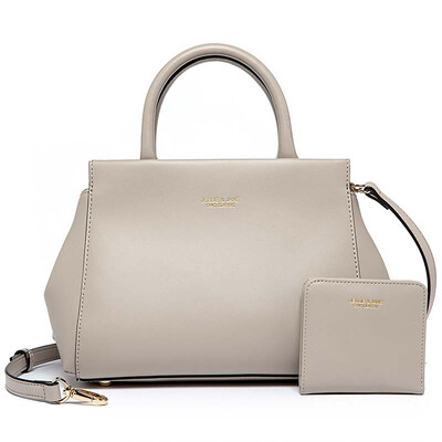 

JESSIE&JANE Simple bag with super cowhide leather Shoulder bag&short wallet J26F1261819GYJ26F1265826GY Gray