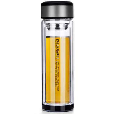 

Bibi Rabbit Peter Rabbit simple double glass office cups cup cups men&women anti-hot business portable with a handle tea tray filter 350ML PR-T717