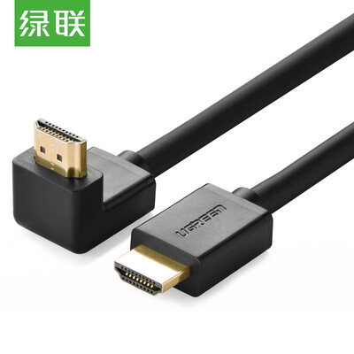 

Green UGREEN HDMI cable 4K 3D digital high-definition line version 20 90 degrees elbow interface big edge of the computer connected to the computer projector line 2 meters black 10173