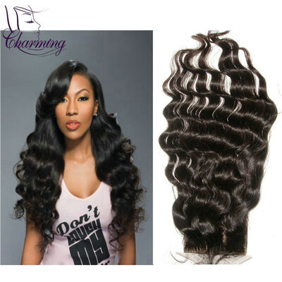 

Peruvian Silk Base Closure Loose Deep Wave 5x5 Free Part Peruvian Lace Closure Bleached Knots Virgin Human Hair Silk Closure Bundl