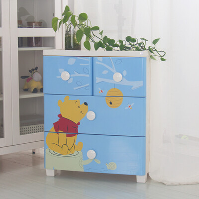 

Citylong Winnie the baby baby wardrobe drawer plastic storage cabinet childrens room locker clothes box storage box three draw