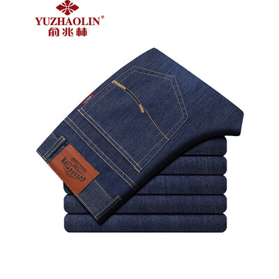 

Yu Zhaolin jeans men's cotton casual men's comfortable soft denim trousers YZL8033 blue and black thirty