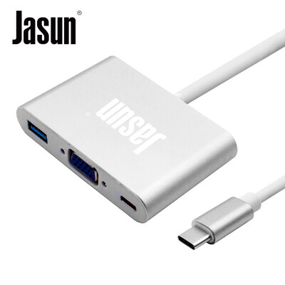

Jason JASUN Type-C to VGA converter with USB30 type-c charging port triple support 12-inch MacBook projector TV monitor line JS-155