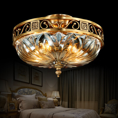 

Full copper bedroom living room crystal ceiling lamp
