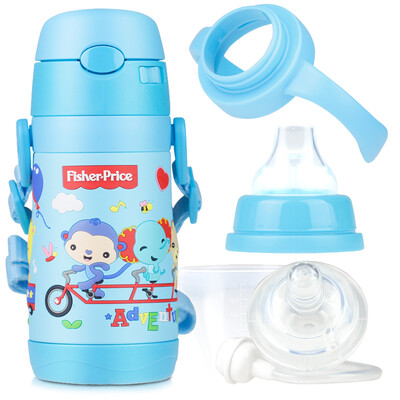 

США Fisher-Price кружка из нержавеющей стали чашки воды студент костюм детей (утконос соломы крышка + + + соску ручка + ремень) 300мл розовый
