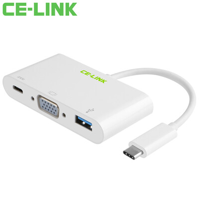 

CE-LINK 1669 Type-C с адаптером VGA USB3.1 USB-C конвертер VGA, подключенного к разъему MacBook HDTV проекторы черного