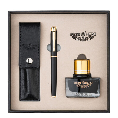 

Hero HERO 1801 men&women iridium gold pen ink pen combination set of black sand