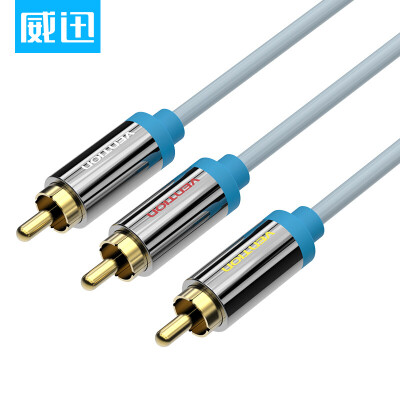 

Wei Guan (VENTION) HD interface line audio and video cable 3RCA red and white yellow three lotus on the three lotus line ice blue 1 meter VAB-R04-S100