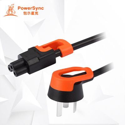 

PowerSync MPCMTA0010 power cord black with orange anti-roll 90 degrees three plug 180 degree mouse tail