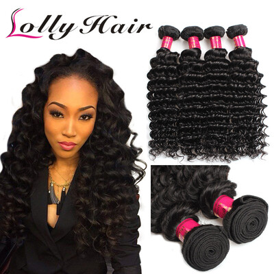 

Brazilian Virgin Hair Deep Wave 5 Bundles Lot 100% Unprocessed 7A Brazilian Human Hair Hot Sale Free Shipping Natural Color