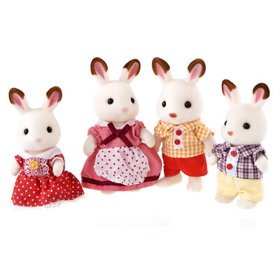 

Senbei children Japanese brand princess toy girl doll house simulation forest family had every flocking doll doll - chocolate rabbit family SYFC31258