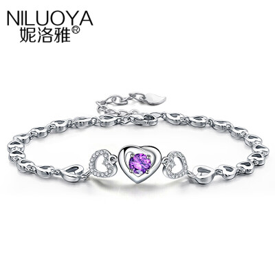 

Nilea heart S925 silver bracelet female Korean version of fashion simple bracelet jewelry sweet birthday gift to send girlfriend