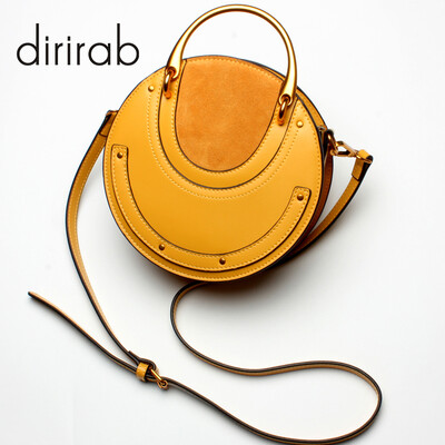 

Dirirab genuine leather women's shoulder bag round bag handbag small round bag cowhide diagonal package pig bag rivets fashion