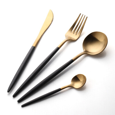

【Jingdong Supermarket】 Sunshine flying song 304 stainless steel knife and fork spoon Hotel supplies West tableware knife and fork spoon tea spoon black silver four sets