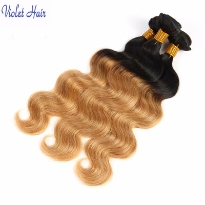 

Violet hair 8A Human virgin hair Ombre hair Two tone body hair extension t1b/27 t1b/30 t1b/burgundy t1b/red color 4 pcs ombre hair