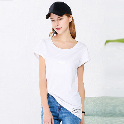 

Red beans IDF women&39s simple print fashion T-shirt female FTD7201B 04 white 170 92A