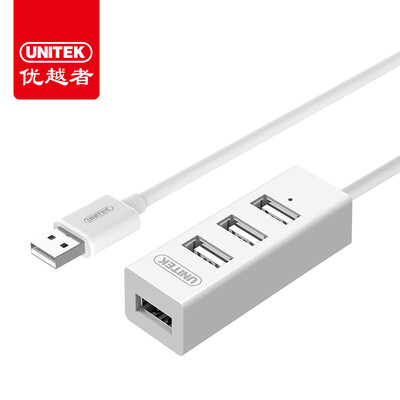 

Преимущества (UNITEK) Y-2146CWH USB2.0 Splitter Высокоскоростной одноконтактный концентратор концентратора с четырьмя конвертерами Ноутбук с расширенным индикатором 80CM