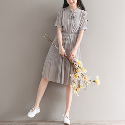 

City Plus CITYPLUS Faculty of Arts&Crafts Wind Chiffon One Piece Retro Swing Skirt CWQZ174450 Gray L