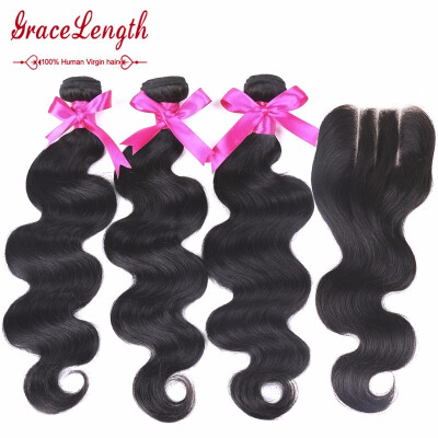 

8A Brazilian Body Wave With Closure Grace Length Hair Brazilian Body Wave Human Hair 3 Bundles Brazilian Virgin Hair With Closure