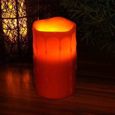 

DFL Flameless Real Wax Dripping Pillar Electronic Candle with Timer for Home Party Wedding Decoration,3x5 inches