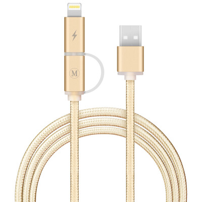 

Capshi M4 2-in-1 Data Cable for iPhone&Android 1m gold