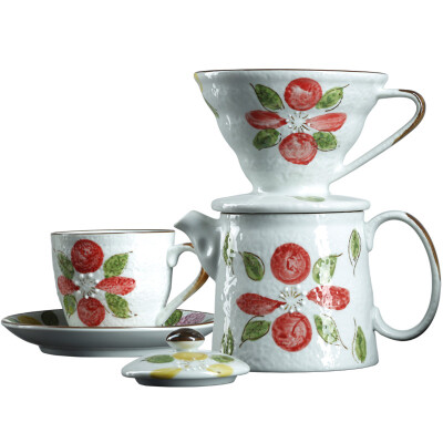 

Yami Japanese-style hand-painted v02 cup of coffee brewing combination of camellia hand red coffee set