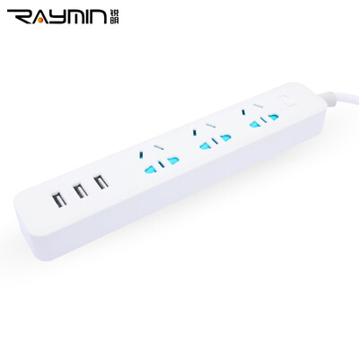 

Rui Ming PW002 разъем штепсельной вилки платы разъема быстрой зарядки смарт USB зарядка три комбинированных разъема плюс три интерфейса зарядки USB общий выход 2.4A 1,8 м