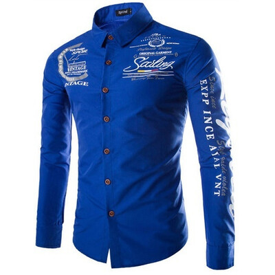 

New autumn and winter men's shirt printing casual long sleeve