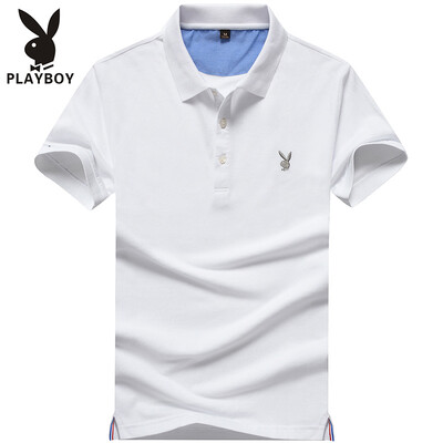 

PLAYBOY Мужская модная футболка Поло с коротким рукавом и отложным воротником, чистый цвет