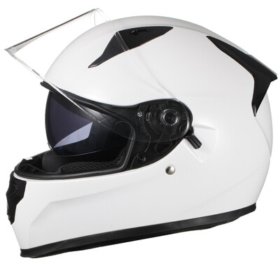 

Tanked Racing Motorcycle Helmet Electric Battery Helmet Belt Collar Dual Lens T129 Fall Winter Helmet  Code White