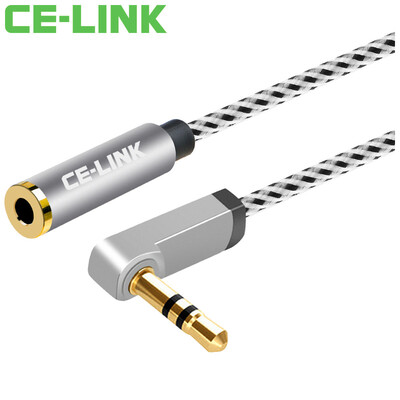 

CE-LINK 2540 35mm stereo audio extension cord elbow 2 m car AUX cable earphone extension cable PP yarn is applied to the mobile phone flat space gray