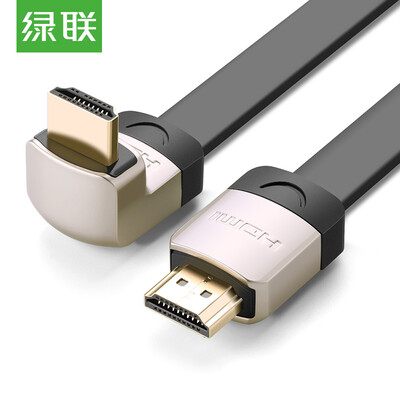 

Green Alliance UGREEN HDMI cable version 20 3D digital high-definition line 4K flat line 90 degree elbow notebook projector cable interface side edge 2 meters 10283