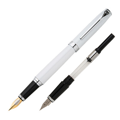 

Hero (HERO) 916 double pen tip men and women iridium gold pen set (F + EF tip) white
