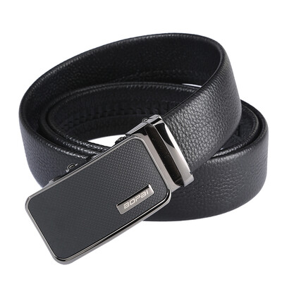 

BOPAI Belt Mens First Layer Leather Automatic Buckle Belt Business Mens Automatic Buckle Casual Pants Black 713-005251