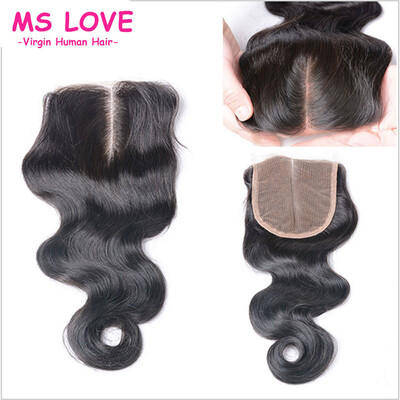 

7A Unprocessed Virgin Hair Brazilian Body Wave Closure 4x4inch Middle Part