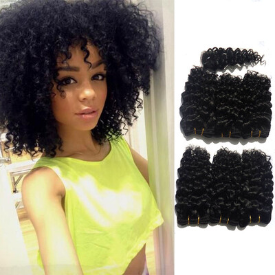 

Afro kinky curly hair short hair for sexy lady unprocessed Brazilian deep curly hair 6 bundles with top closure 200g in one pack