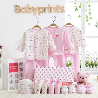 

Babyprints baby clothes newborn gift box pure cotton 13 suit pink
