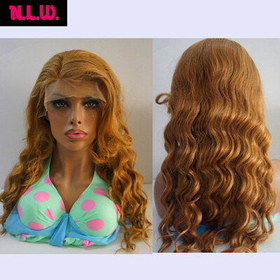 

N.L.W. Brazilian virgin human hair full lace wigs Dark blonde Body wave Glueless