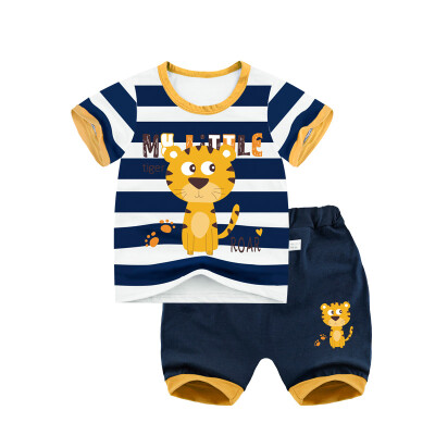 

Yue Tong Lai children's suit summer boy short-sleeved T-shirt harem pants summer suit Y1933 striped tiger 130