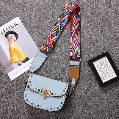 

Jiabaisi Clutch bag women Semicircle Shoulder bag Pu leather Retro Beads handbag with detachable 2 Straps colorful Silk cute purse