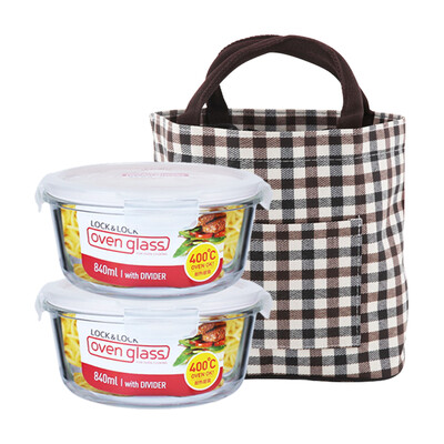 

Lokchu buckle separate glass crisper two-piece microwave oven lunch box lunch box lunch box LLG861C (separate type) + LLG861 gift England grid package 840 + 950ml