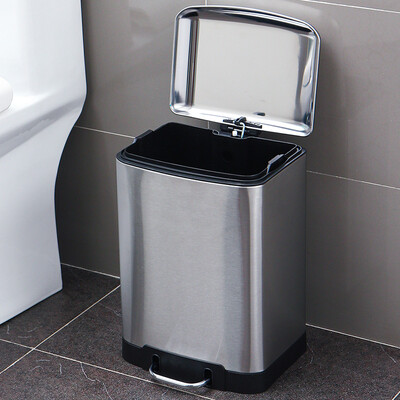 

Ou Runzhe trash cans slow down the sound of 12 liters of stainless steel square high-end fixed cover hidden waste paper basket