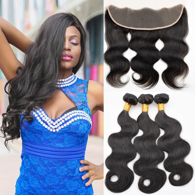 

7A Malaysian Body Wave With Closure 13x4 Ear To Ear Lace Frontal Closure With Bundles 7A Malaysian Virgin Hair Body Wave Frontal