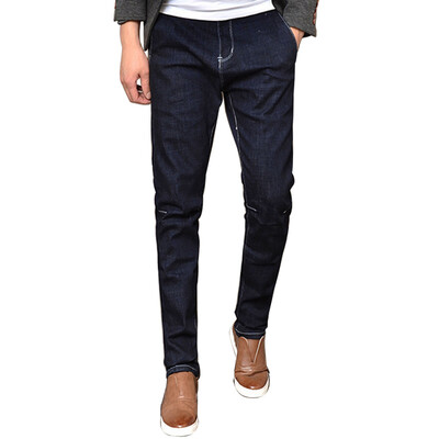

GLO-STORY jeans men's character Korean version of the self-elastic stretch trousers tide LNK71023 dark blue 32