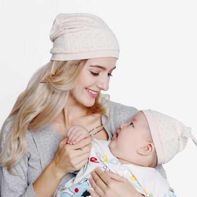 

Jingdong supermarket] October crystal child hat cap child hat warm headscarf head wind hat maternal maternal combination panda jacquard mother and child hat combination