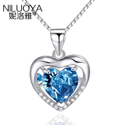 

Nilea 925 silver necklace female heart language plus diamond love pendant chain chain