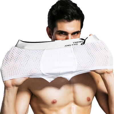 

Jingdong supermarket] Yu Zhaolin [4] Men's underwear 3D ice silk mesh men's underwear breathable four-angle pants U convex smooth sexy men's underwear 4 color