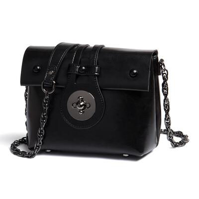 

Viney Leather Messenger Bag Fashion Shoulder Lady Chain Bag Retro Brown