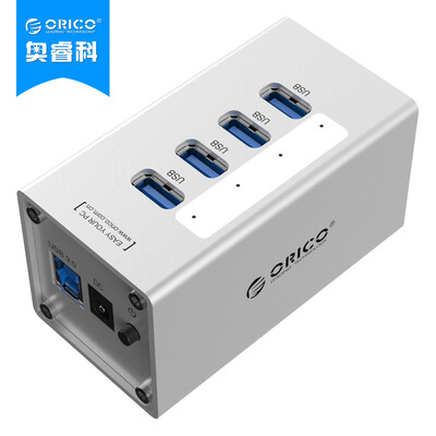 

ORICO A3H4 All-Aluminum Splitter 4 USB3.0 Expansion Hub One-to-Four Power Supply HUB Silver