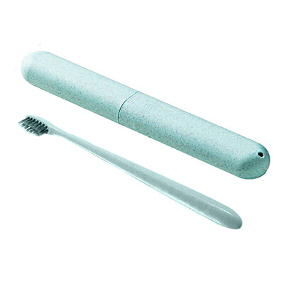 

Bancheon Wheat Straw Washing Water Cup Посуда серии Wheat Toothbrush Case Портативная поездка Путешествия Капсула для стирки Кубок с зубной щеткой с мягкой зубной щеткой для пшеницы Nordic Blue